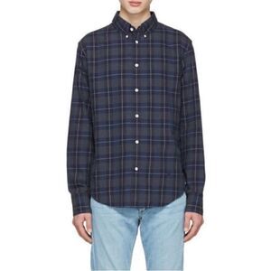 Rag & Bone men’s navy multi checkered slim fit Tomlin button down shirt